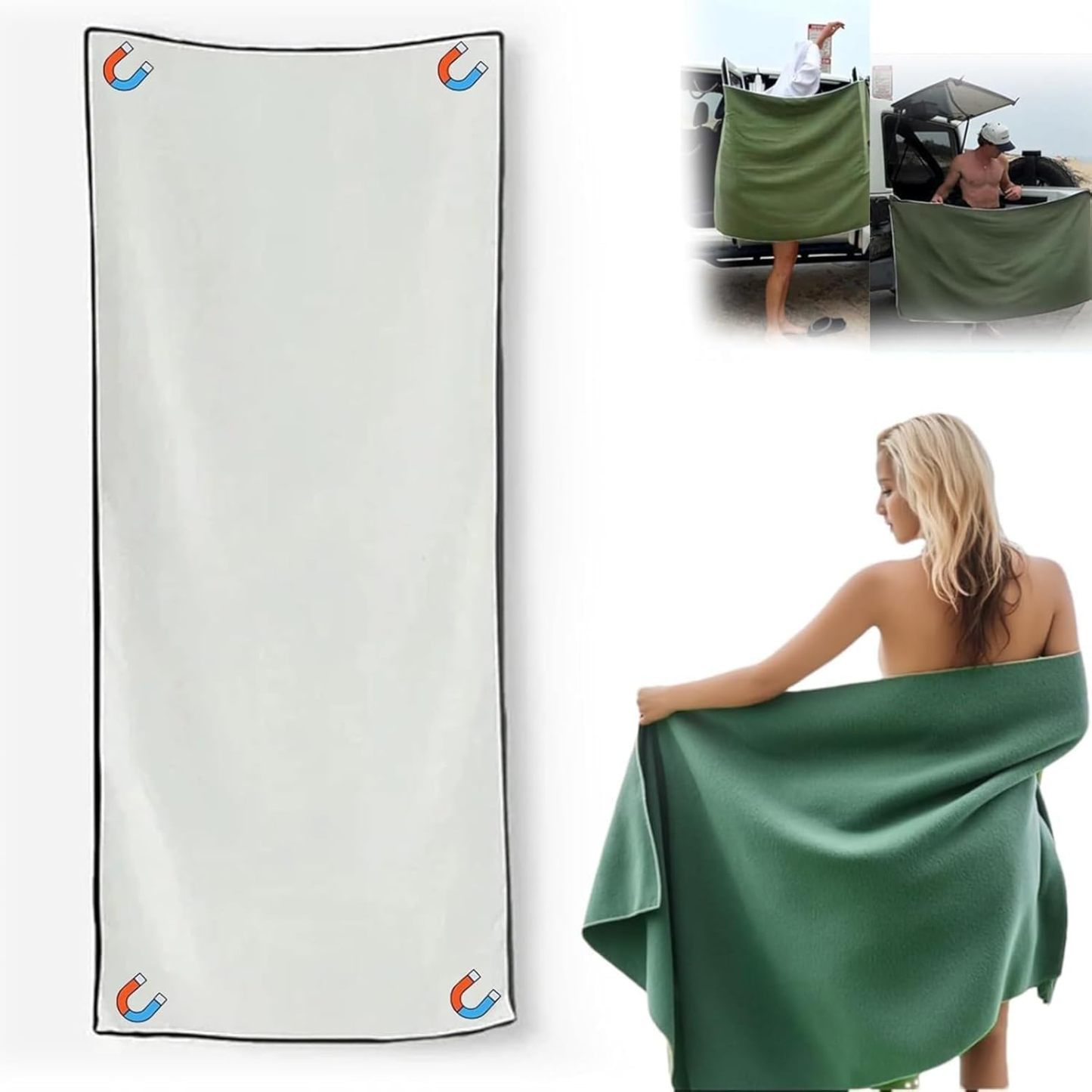 Update Magnetic Towel Oversized 30"x75"Magnet Bath Towel with Storage 