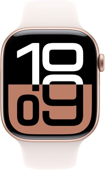 Apple Watch Series 10 [GPS 42mm case] Smartwatch with Silver Aluminium Case with Denim Sport Band - S/M. Fitness Tracker, ECG App, Always-On Retina Display, Water Resistant