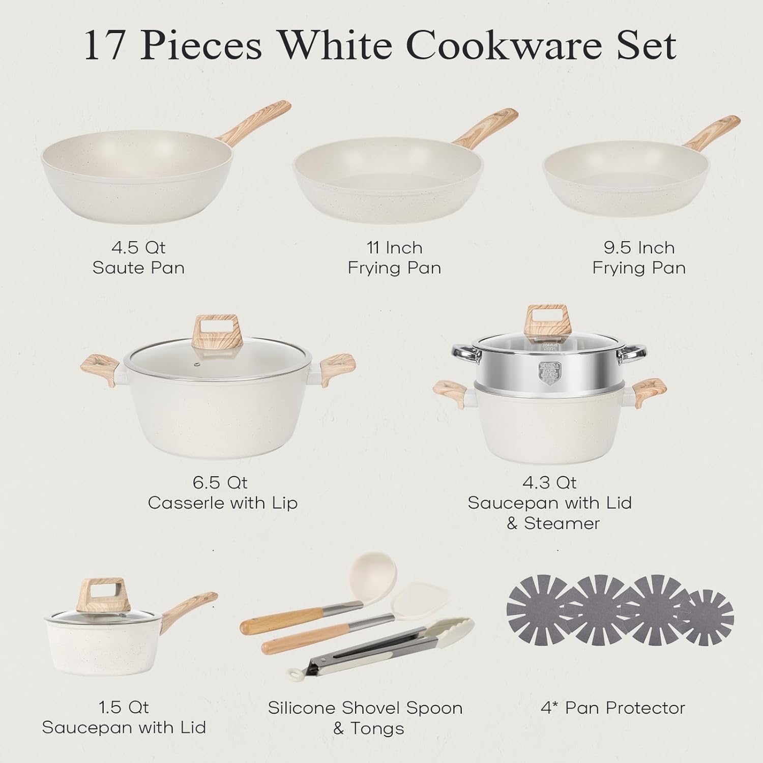 SOthtDAY 12 Pcs Nonstick Pots and Pans Cookware Sets