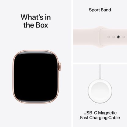 Apple Watch Series 10 [GPS 42mm case] Smartwatch with Silver Aluminium Case with Denim Sport Band - S/M. Fitness Tracker, ECG App, Always-On Retina Display, Water Resistant