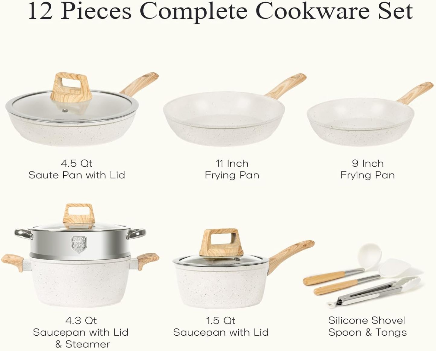 SOthtDAY 12 Pcs Nonstick Pots and Pans Cookware Sets