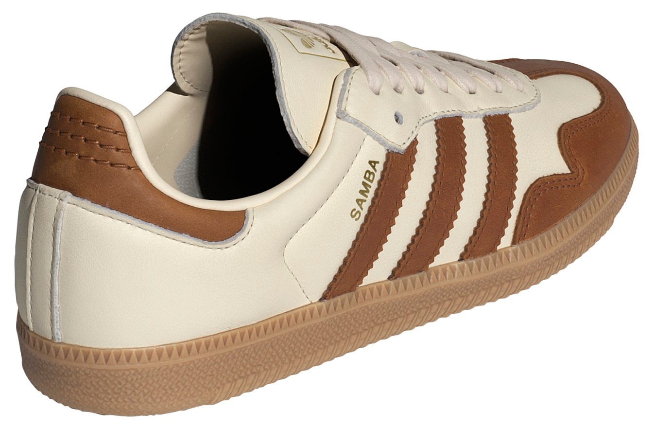adidas Women's Samba OG Shoes - Wonder White/Dusky Bronze/Gold Met - View 5