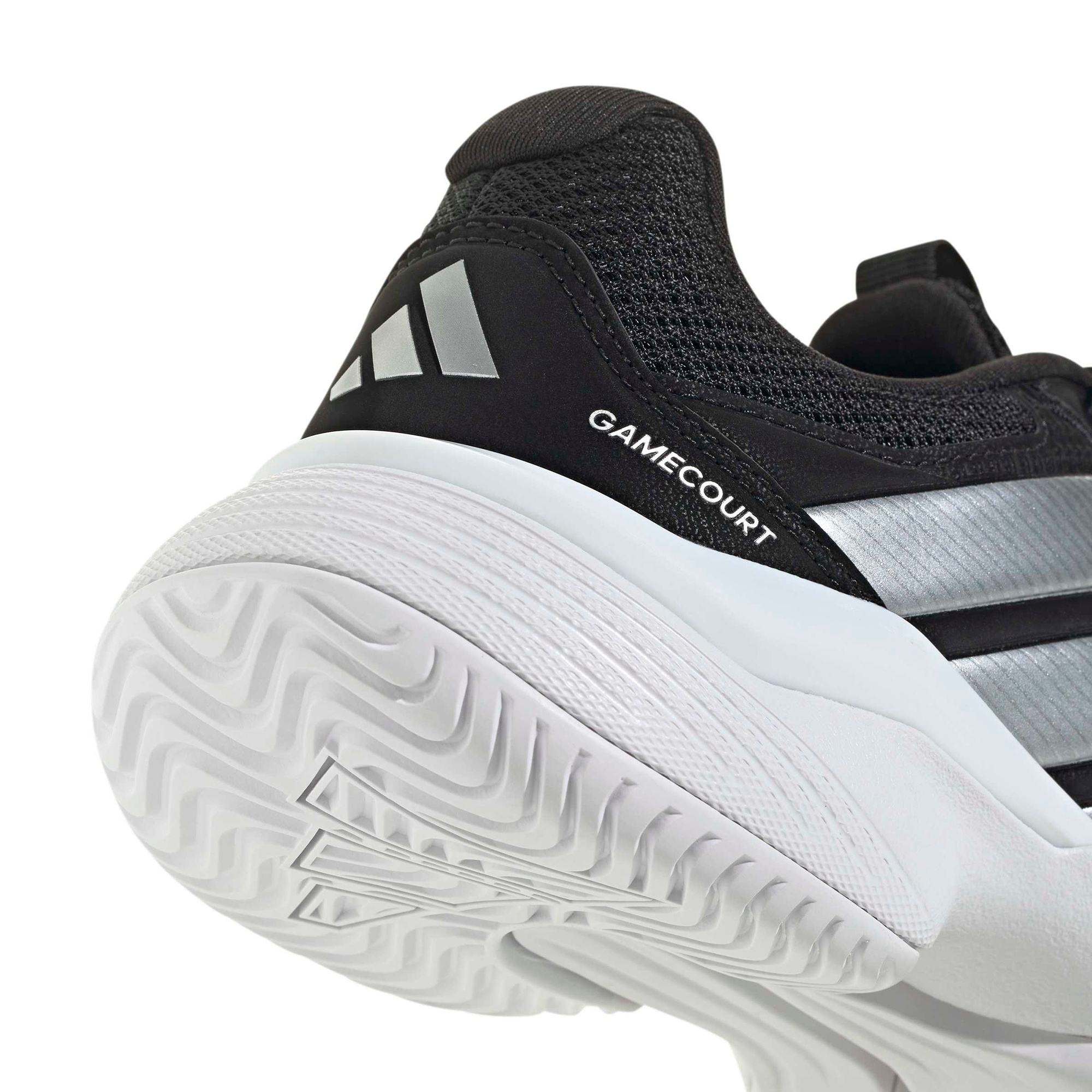 adidas Women's GameCourt 3 All Court Tennis Shoes - Core Black/Silver Met./Ftwr White - View 7