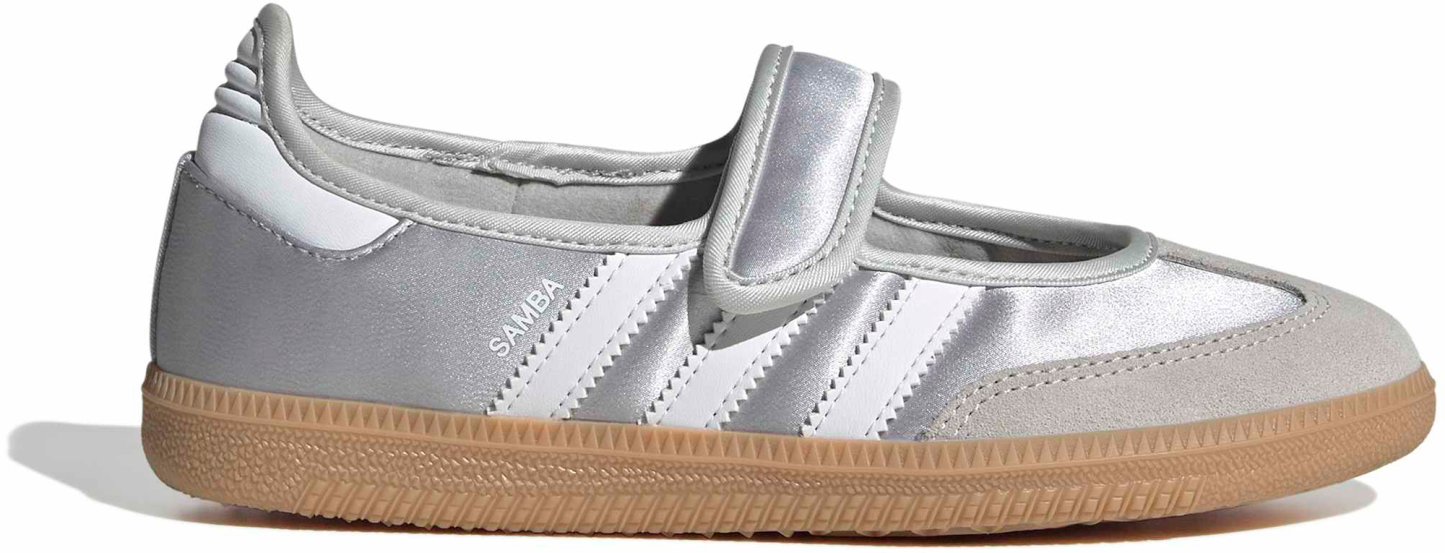 adidas Kids' Grade School Samba Jane Shoes - Silver Metallic/White - View 1
