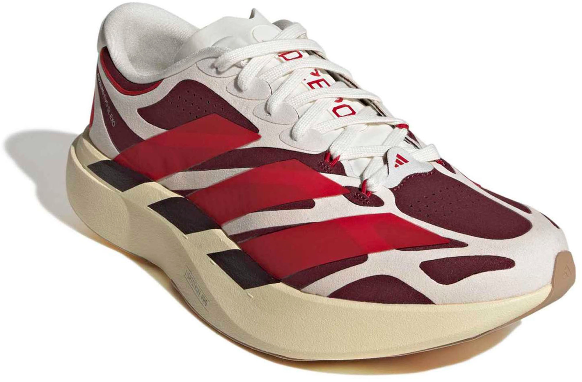 adidas Men's Adizero EVO SL EXO Suede Running Shoes - Off White/Better Scarlet/Maroon - View 5