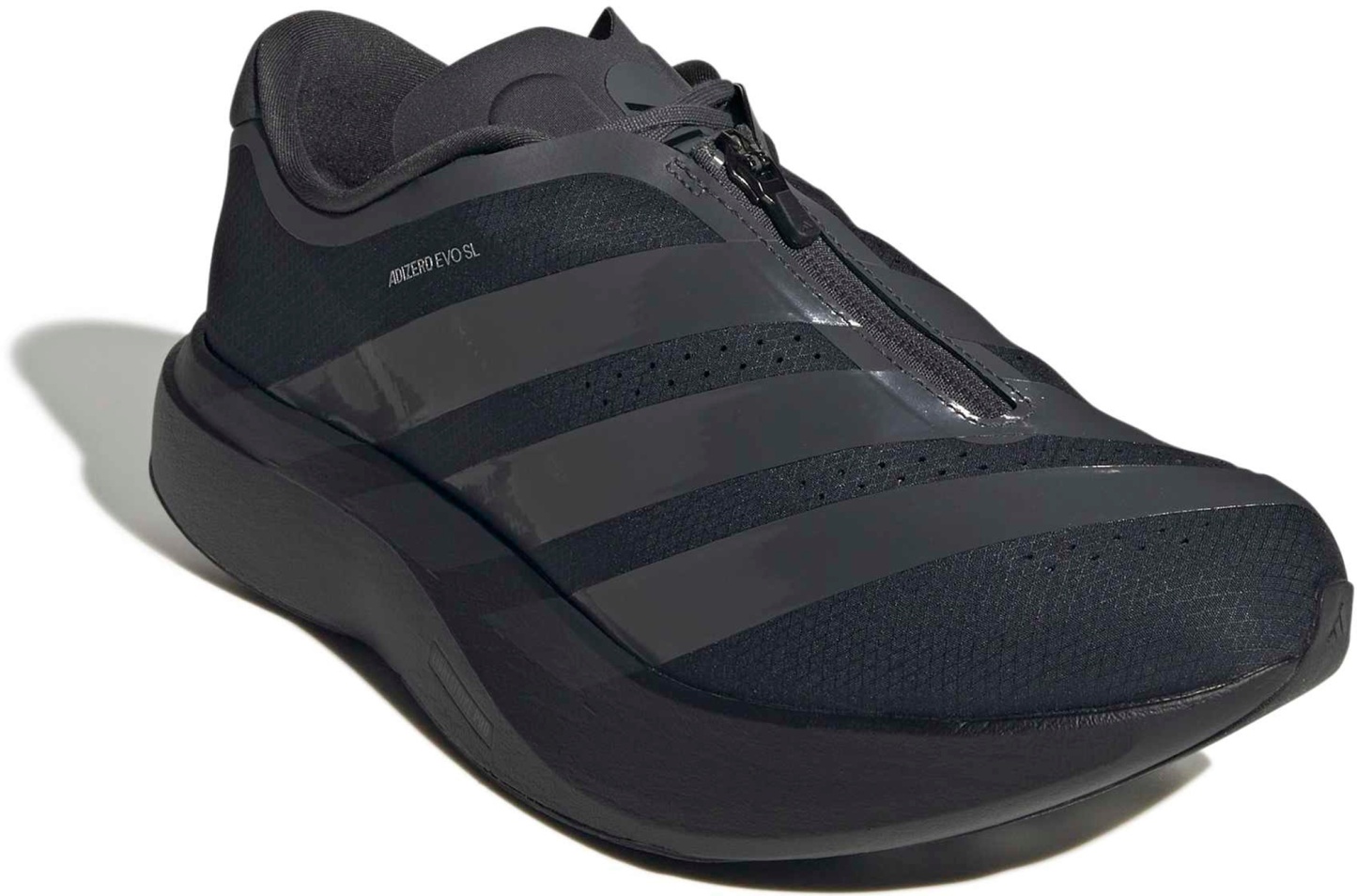 adidas Men's Adizero EVO SL Zip Running Shoes - Black/Grey/Silver Mtllc - View 5