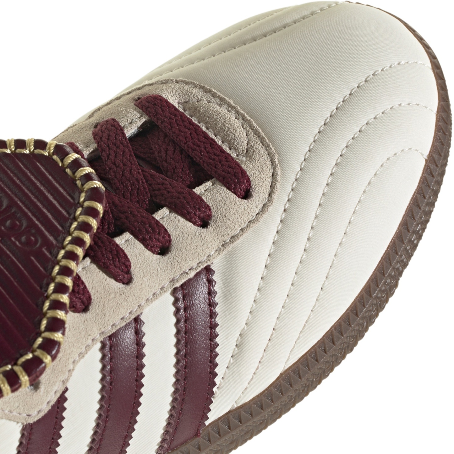 adidas Women's Long Tongue Samba Shoes - Cream White/Maroon/Gold Met - View 7