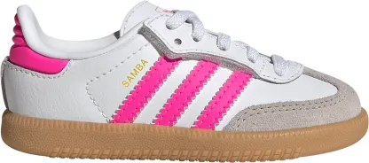adidas Toddler Samba OG Shoes - White/Neon Pink - View 1