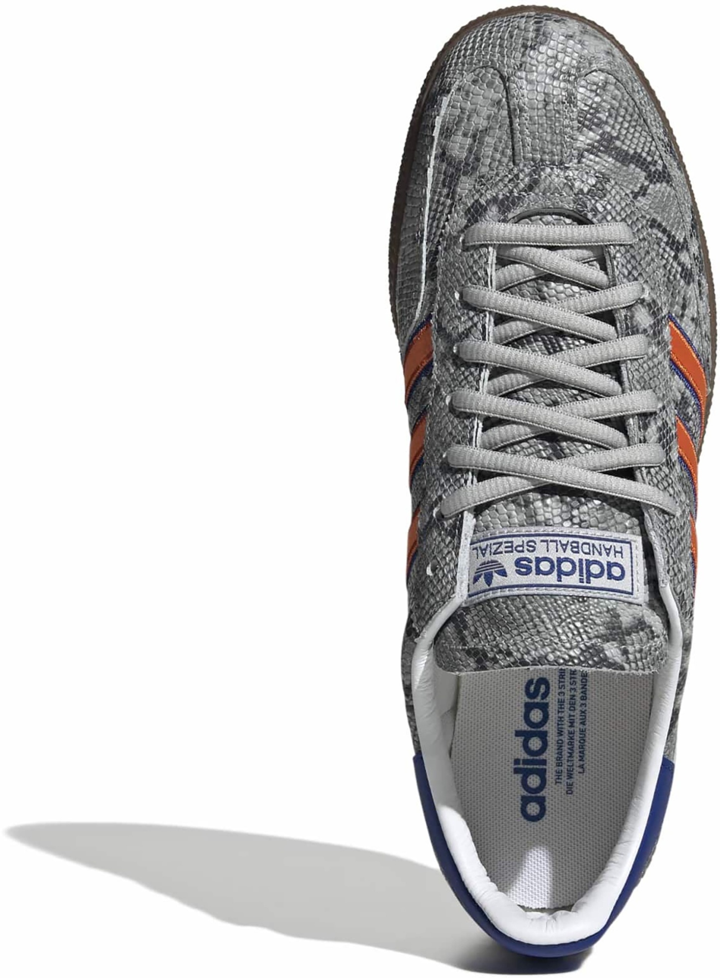 adidas Men's Handball Spezial Shoes - Grey Two/Orange/Collegiate Royal - View 3