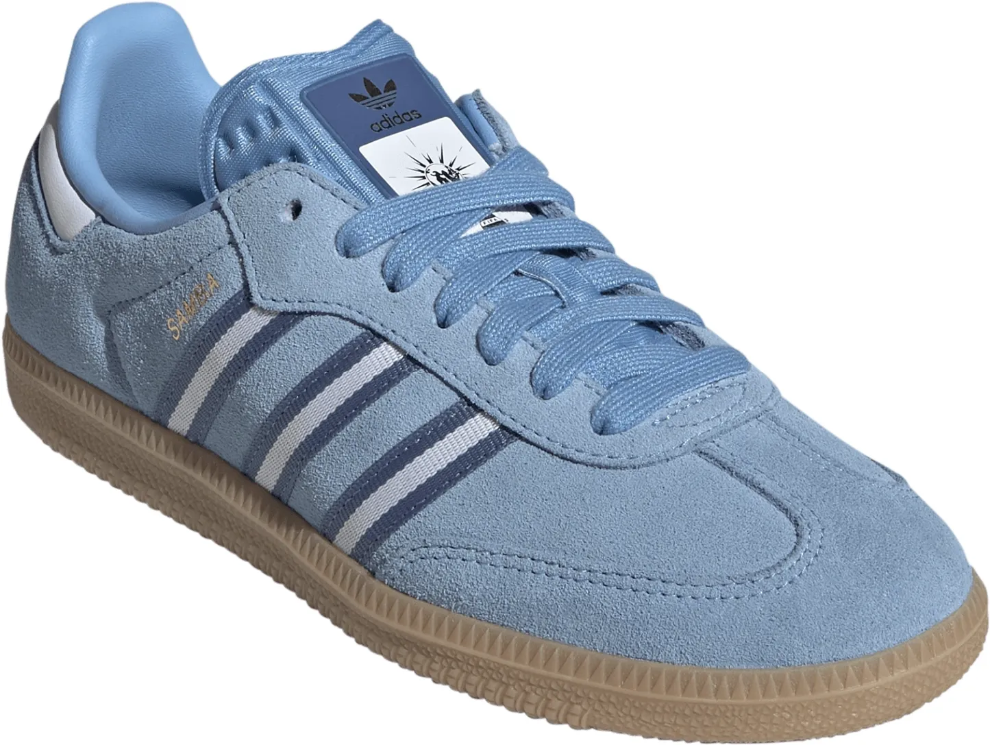 adidas Kids' Grade School FIFA World Cup Samba OG Shoes - Light Blue/White/Gum - View 5