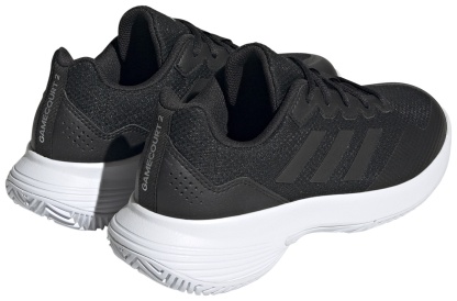 adidas Women's GameCourt 2 Tennis Shoes - Black/Silver - View 6