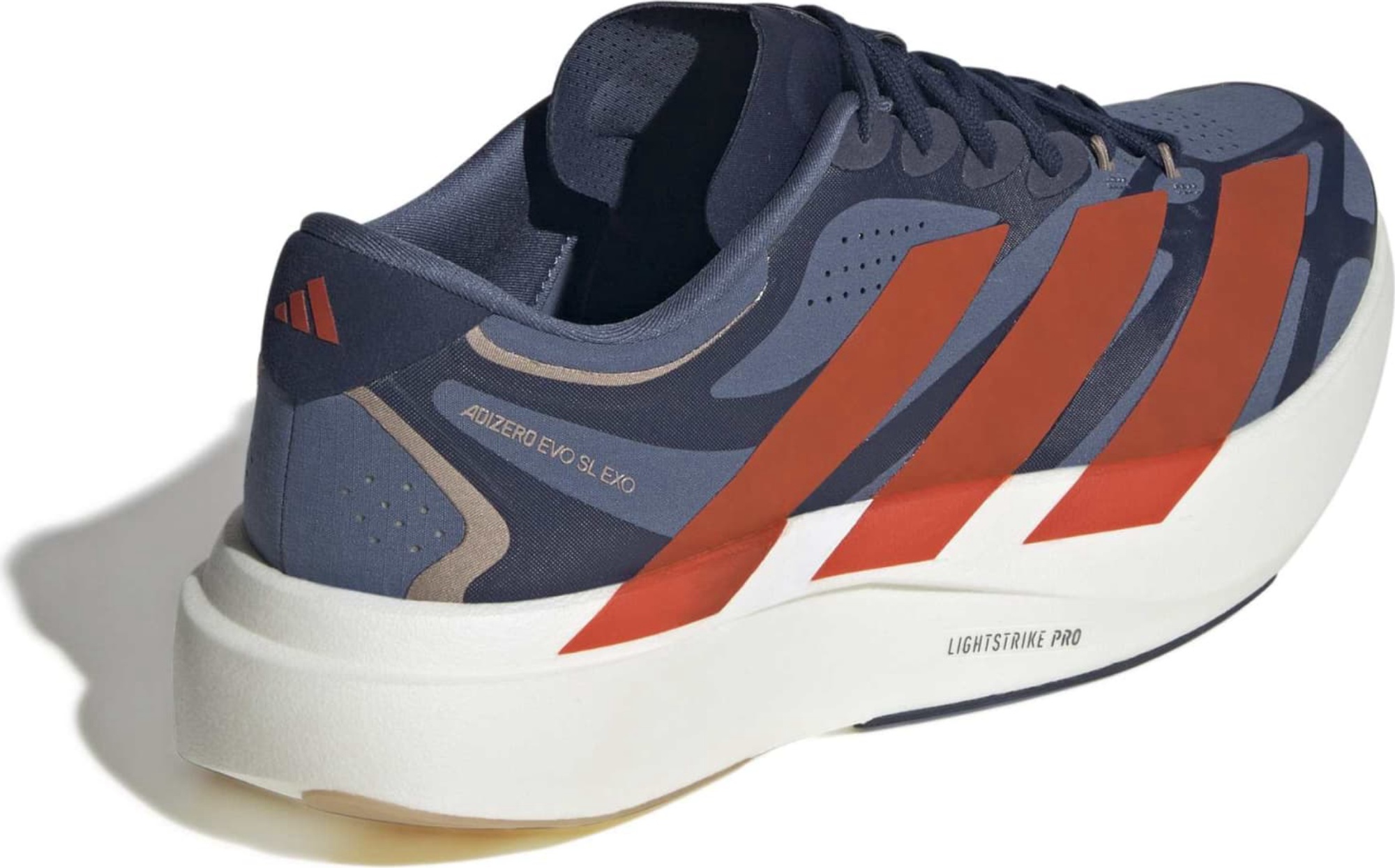 adidas Men's Adizero EVO SL EXO Running Shoes - Tech Ink/Collegiate Orange/Collegiate Navy - View 8