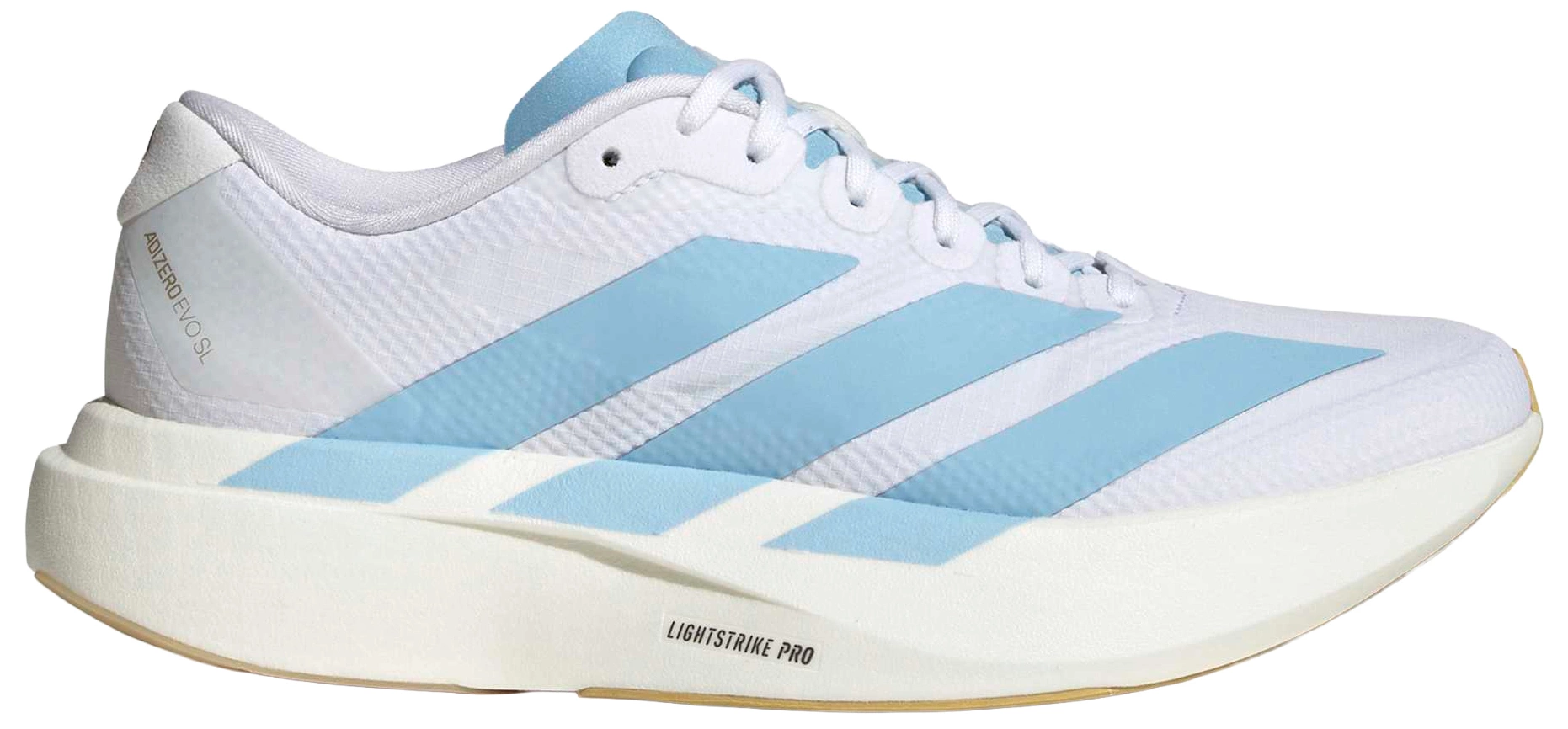 adidas Women's Adizero EVO SL Running Shoes - White/Clear Blue/Matte Gold - View 1