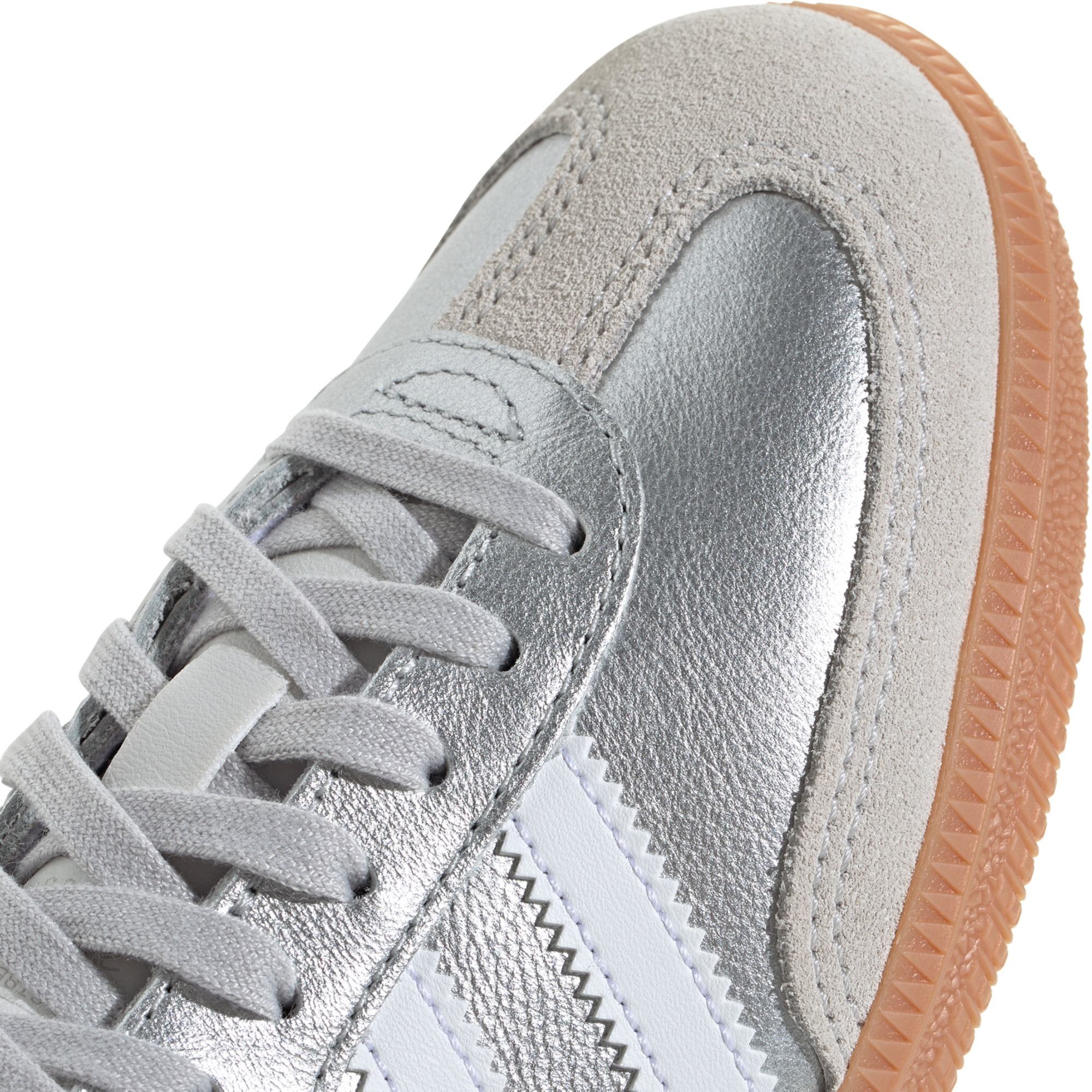 adidas Kids' Grade School Samba OG Shoes - Silver Met/Ftwr White/Gum 3 - View 8