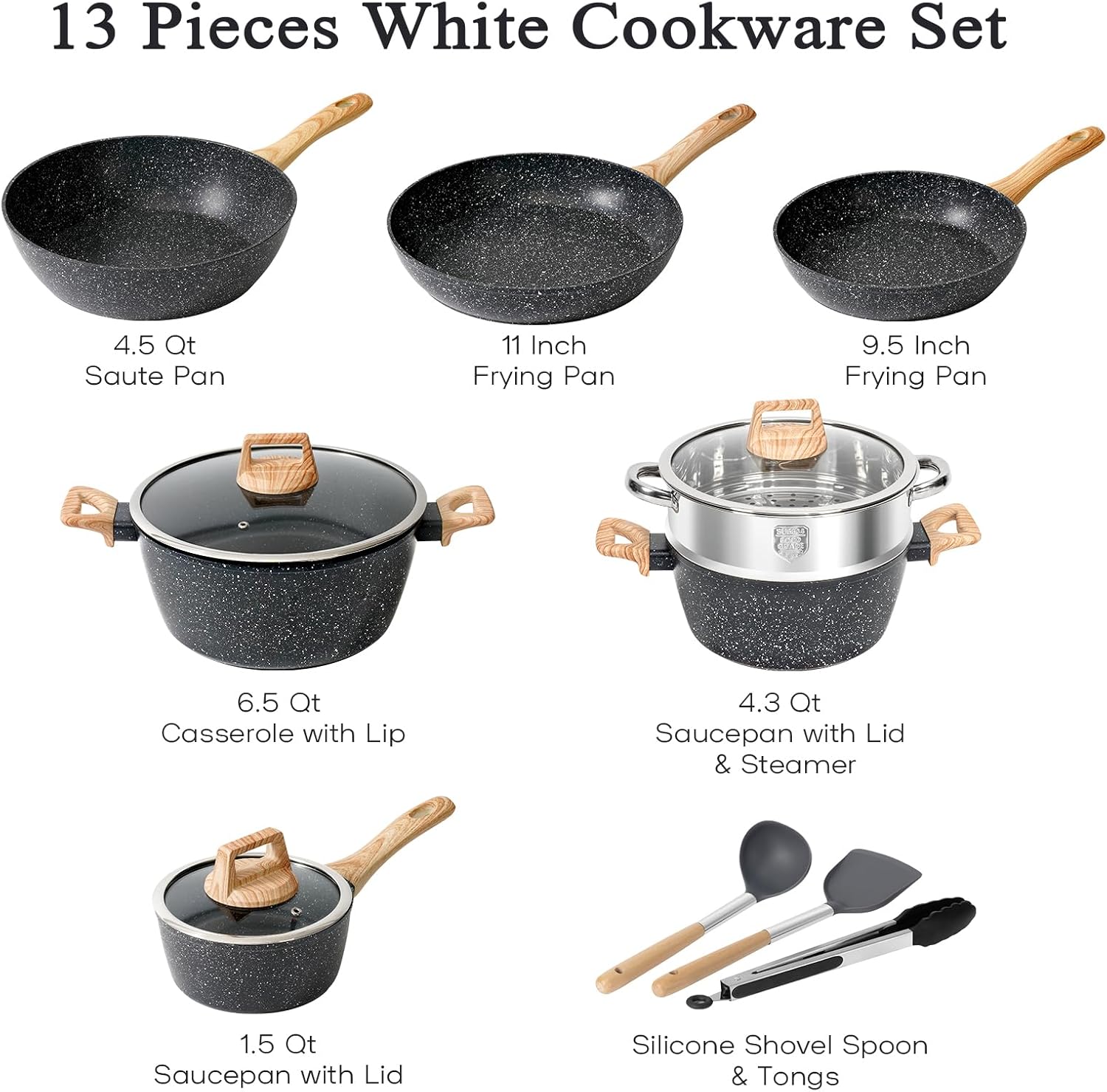 SOthtDAY 12 Pcs Nonstick Pots and Pans Cookware Sets