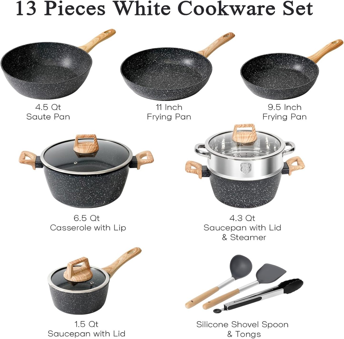 SOthtDAY 12 Pcs Nonstick Pots and Pans Cookware Sets