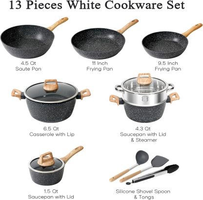 SOthtDAY 12 Pcs Nonstick Pots and Pans Cookware Sets