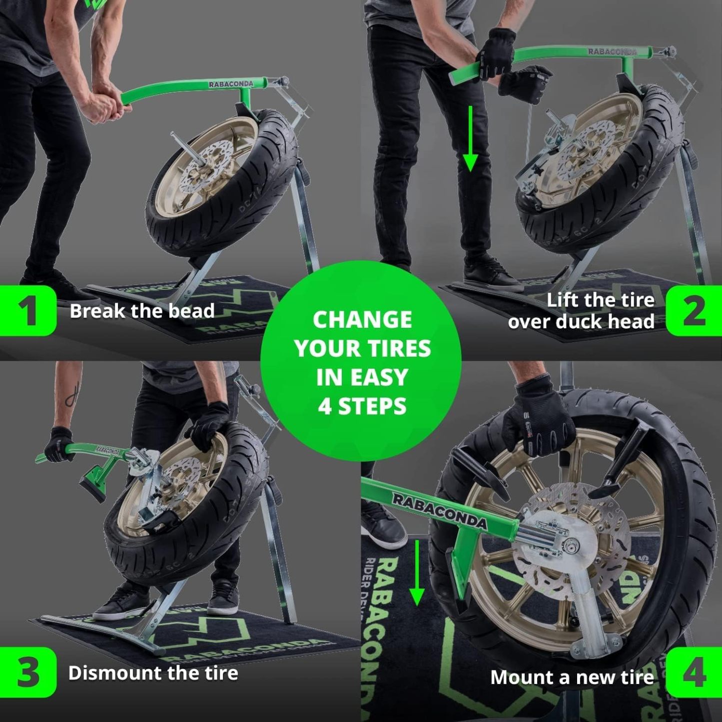 Rabacthtonda Street Bike Motorcycle Tire Changer Starter Kit