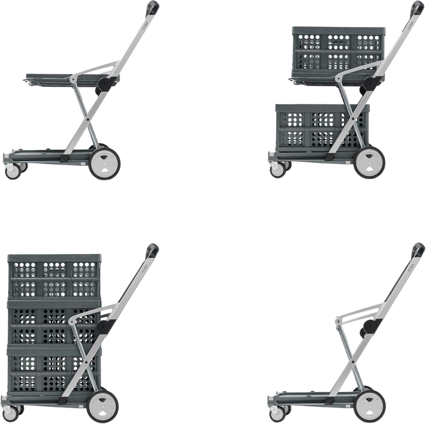 CLAX® The Original | Made in Germany | Multi use Functional Collapsible Carts | Mobile Folding Trolley | Shopping Cart with Storage Crate (Pink)
