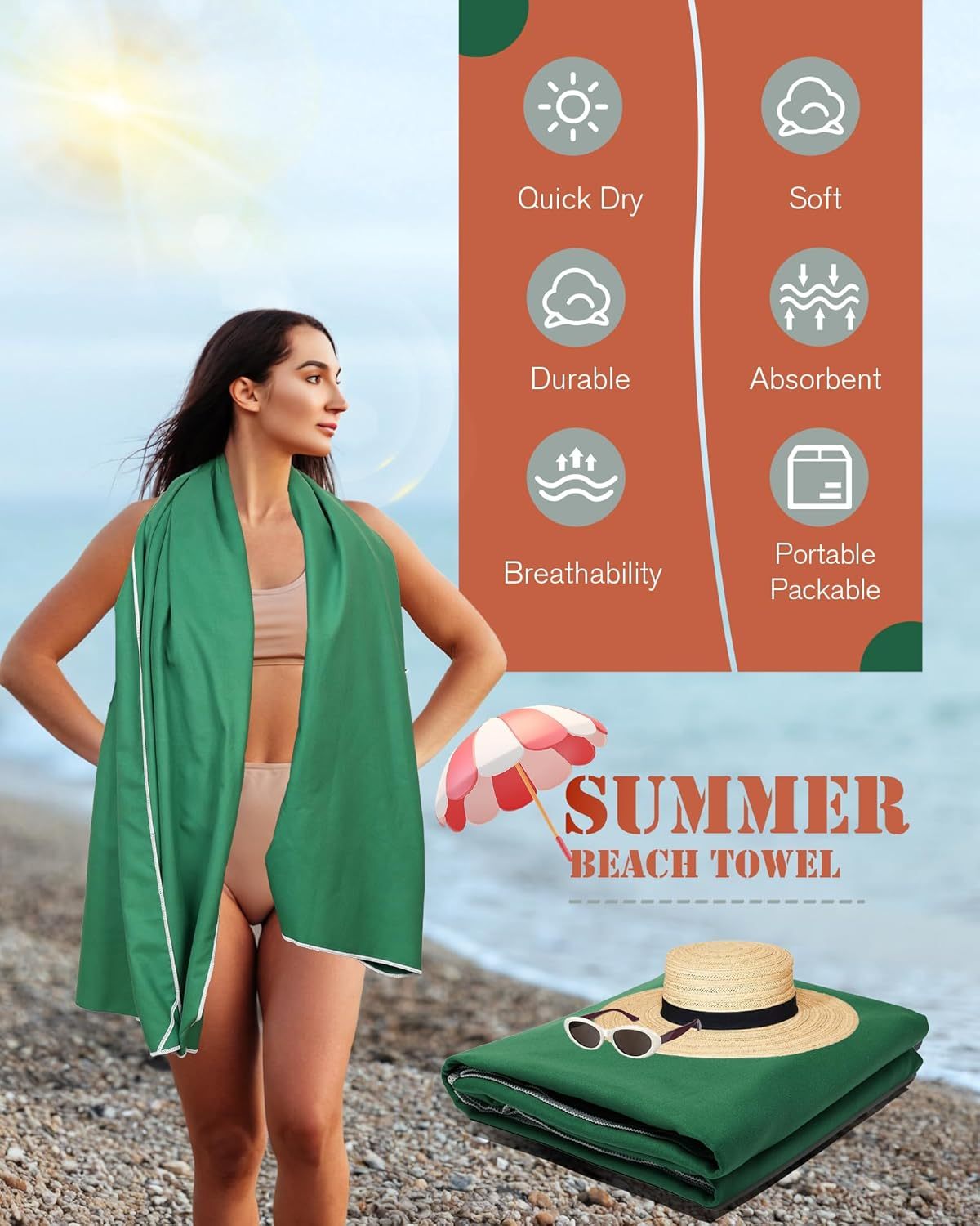 Update Magnetic Towel Oversized 30"x75"Magnet Bath Towel with Storage Bag,Outdoor Bath Towel Quick-Dry Magnetic Bath Towels for Swimming Microfiber Beach Towel For Pool Travel Gym Camping(Green)