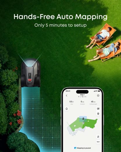 eufy Robot Lawn Mower E18, No Wire, No RTK, No Signal Issue, Hands-Free Auto Mapping, Precise Obstacle Avoiding, Reliable Lawn Maintenance, Worry-Free Experience