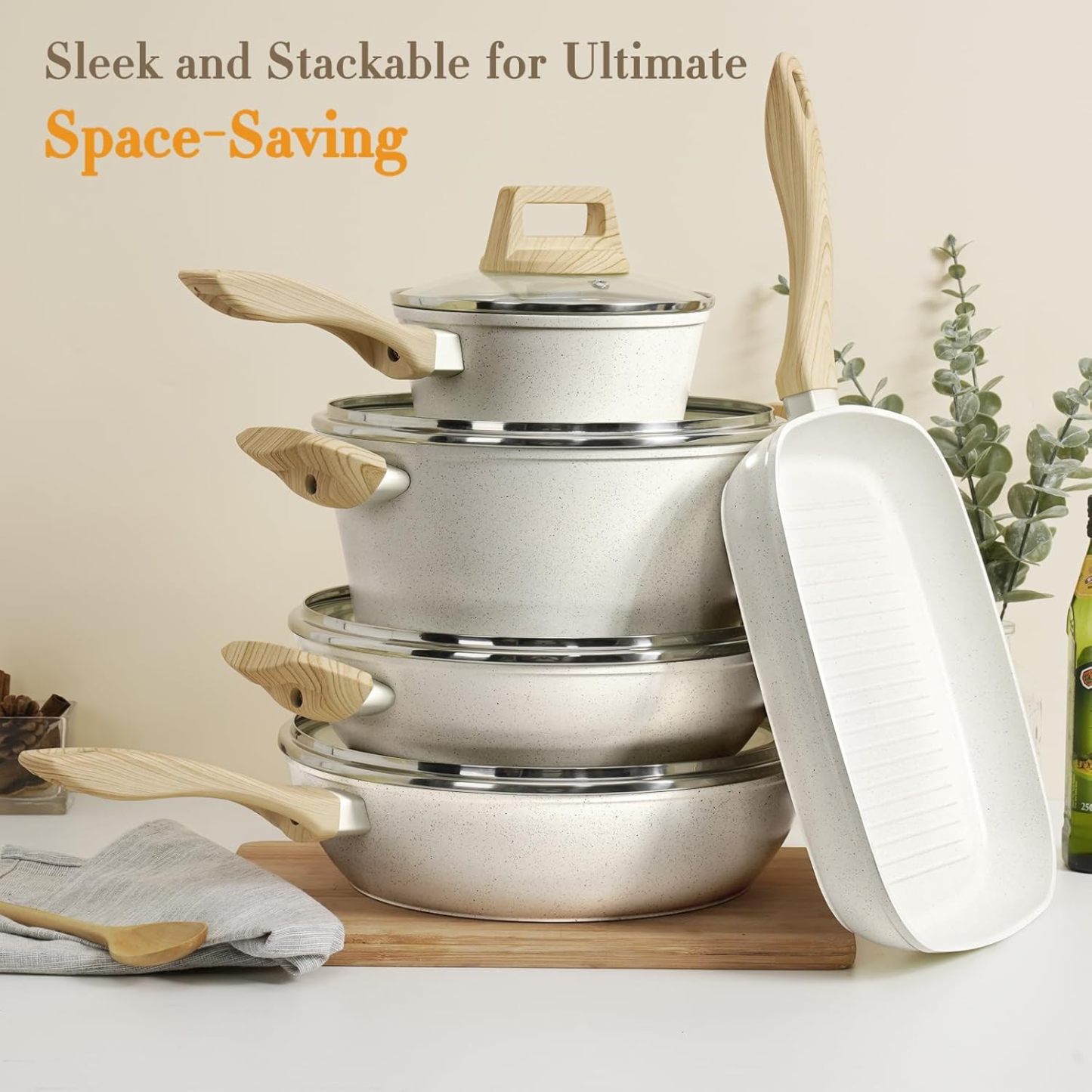 SOthtDAY 12 Pcs Nonstick Pots and Pans Cookware Sets
