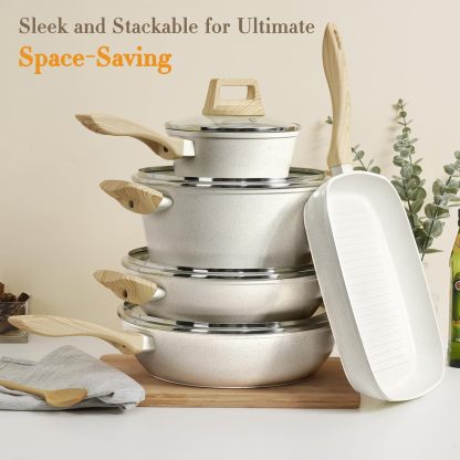 SOthtDAY 12 Pcs Nonstick Pots and Pans Cookware Sets