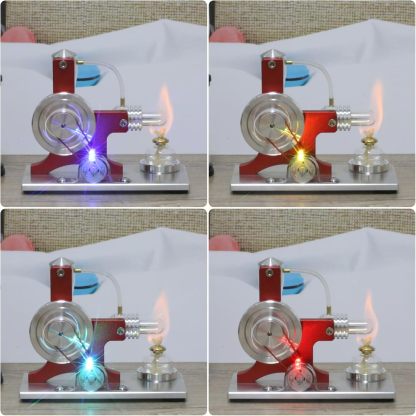 Hot Air Stirling Engine Motor Model Educational Toy Electricity Generator Colorful LED (SC001)