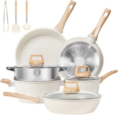 SOthtDAY 12 Pcs Nonstick Pots and Pans Cookware Sets