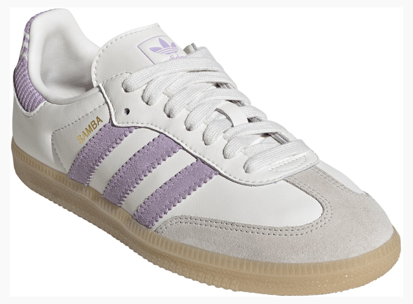 adidas Kids' Grade School Samba OG Shoes - Cloud White/Powder Plum/Gum - View 5