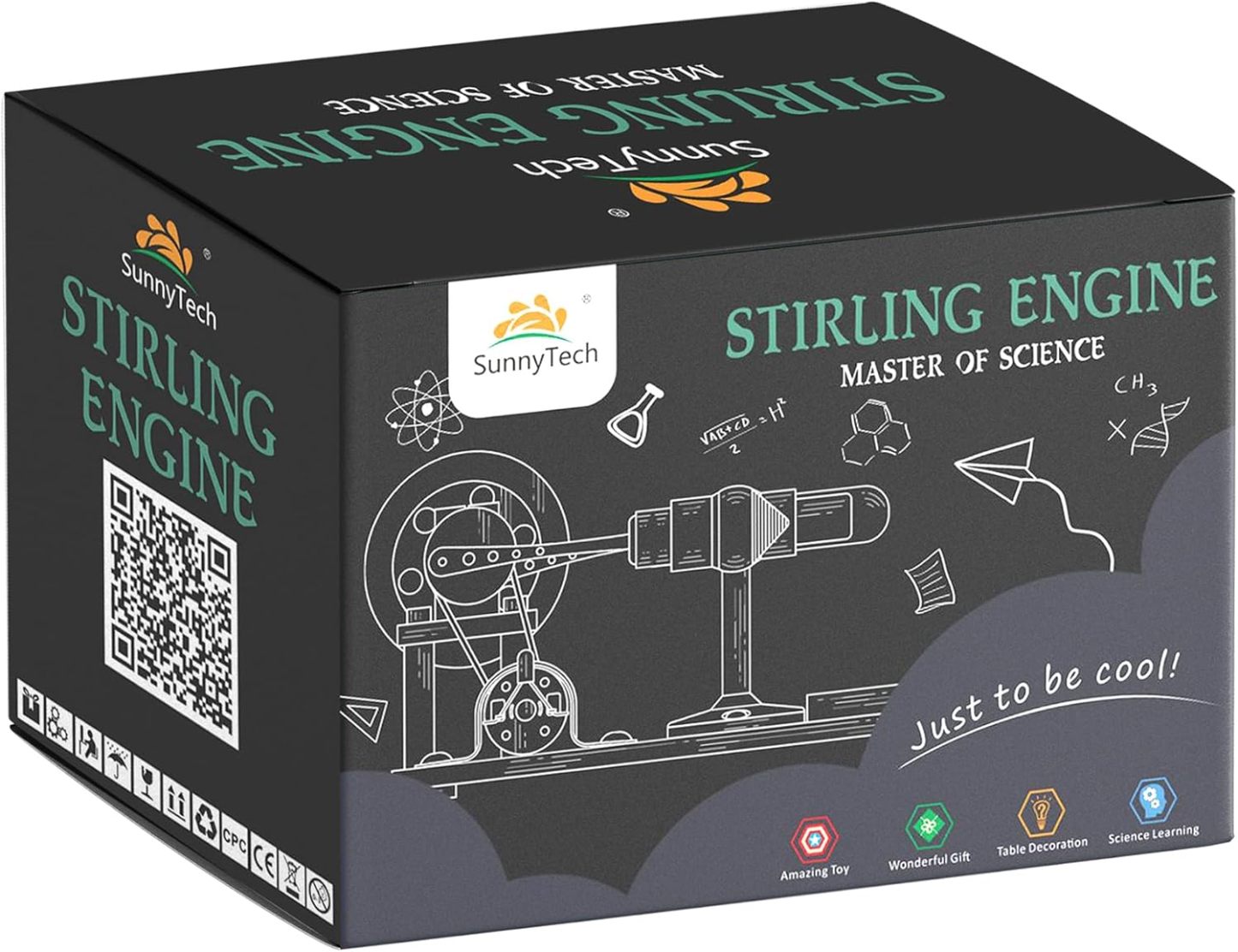 Hot Air Stirling Engine Motor Model Educational Toy Electricity Generator Colorful LED (SC001)