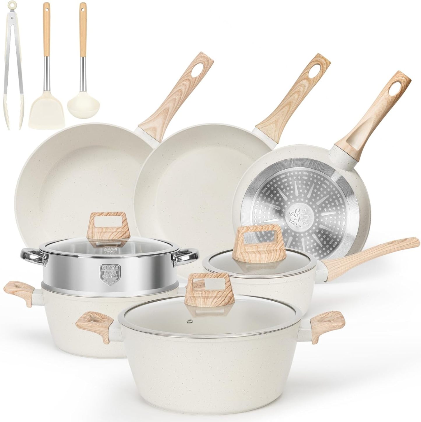 SOthtDAY 12 Pcs Nonstick Pots and Pans Cookware Sets