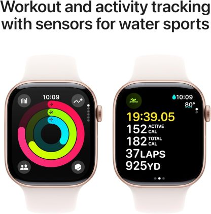 Apple Watch Series 10 [GPS 42mm case] Smartwatch with Silver Aluminium Case with Denim Sport Band - S/M. Fitness Tracker, ECG App, Always-On Retina Display, Water Resistant