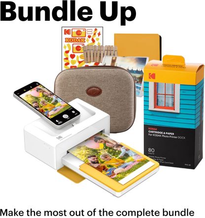 KODAK Dock Plus 4PASS Instant Photo Printer, 4x6 inches, 90 Sheets Bundle
