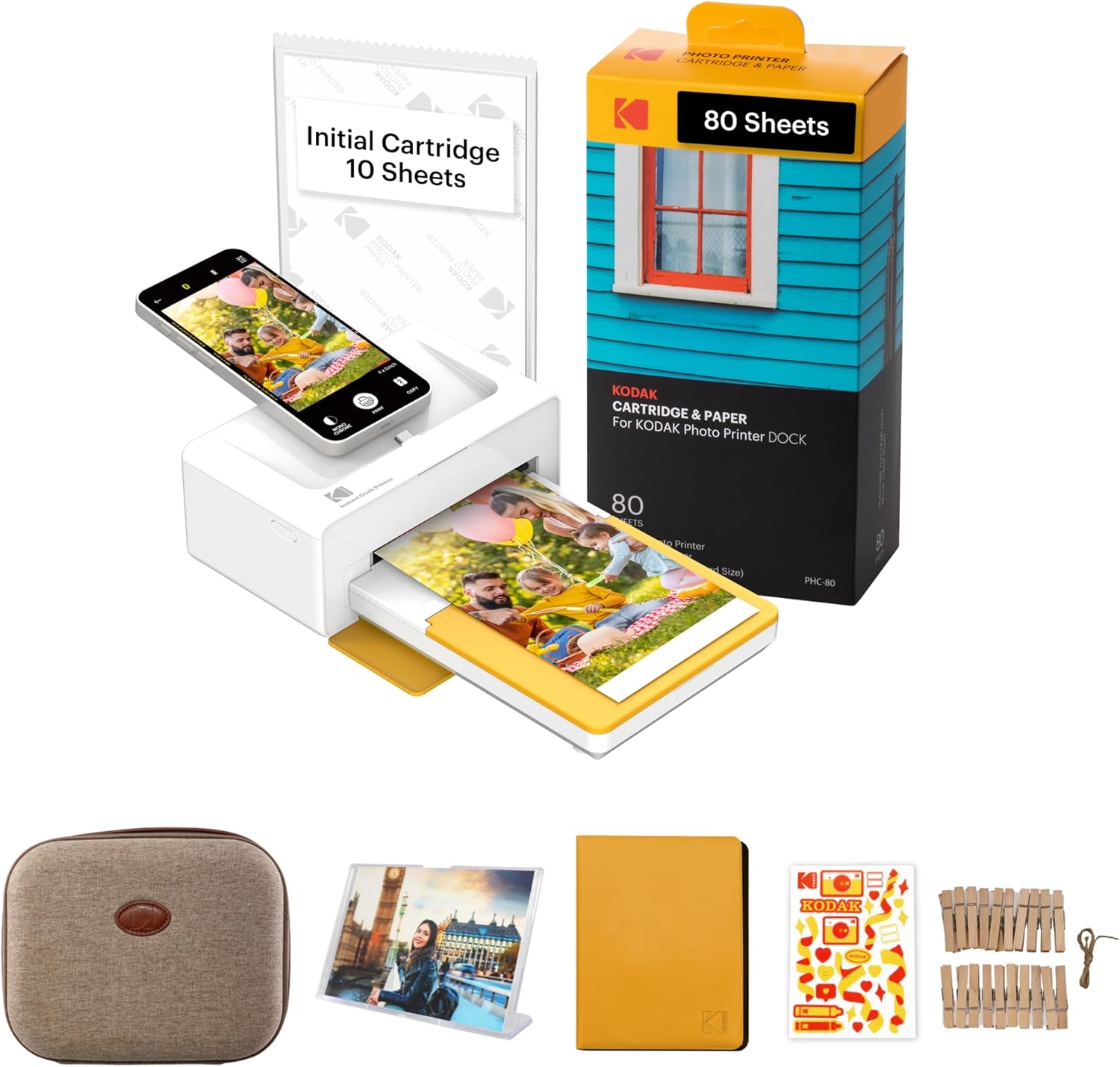 KODAK Dock Plus 4PASS Instant Photo Printer, 4x6 inches, 90 Sheets Bundle