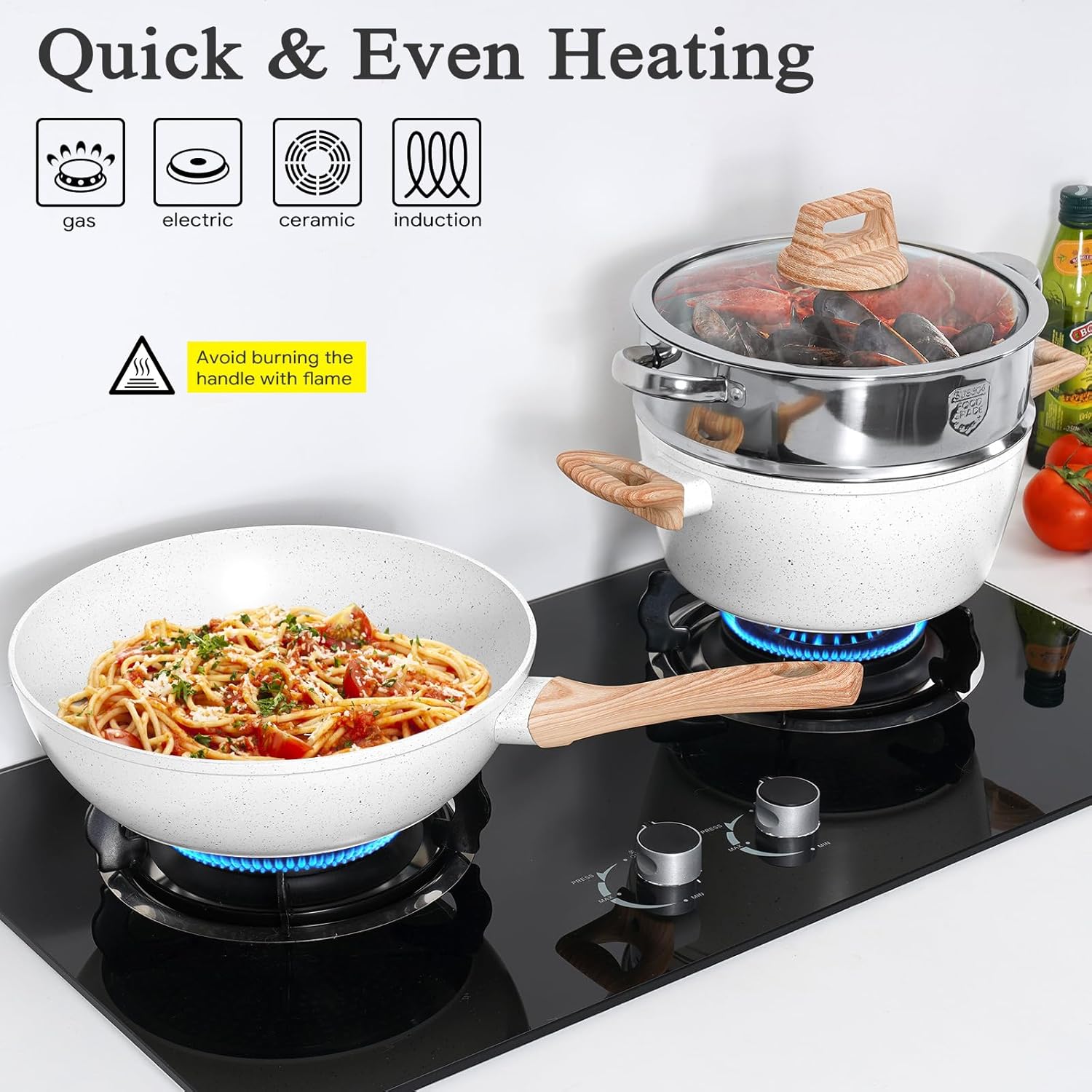 SOthtDAY 12 Pcs Nonstick Pots and Pans Cookware Sets