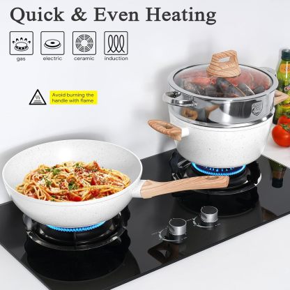 SOthtDAY 12 Pcs Nonstick Pots and Pans Cookware Sets
