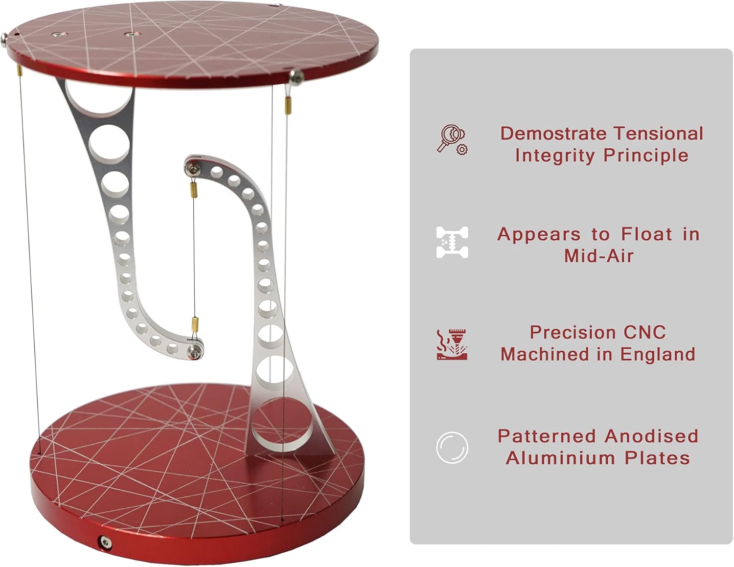 Kontax Tensegrity ,3.6D x 3.6W x 4.96H in, Maroon