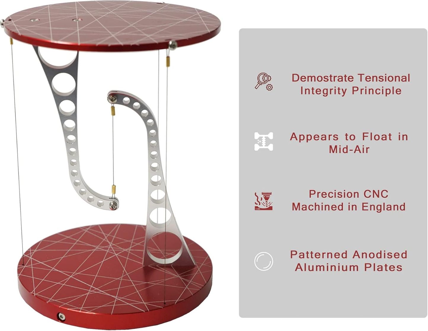 Kontax Tensegrity ,3.6D x 3.6W x 4.96H in, Maroon