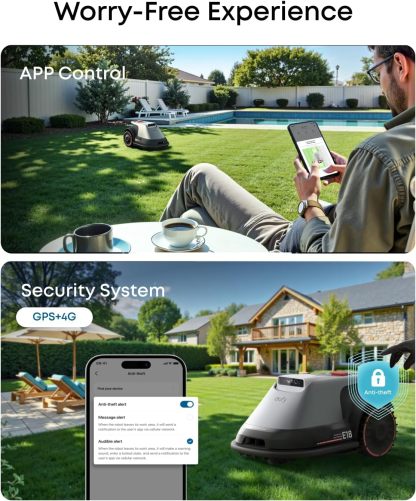 eufy Robot Lawn Mower E18, No Wire, No RTK, No Signal Issue, Hands-Free Auto Mapping, Precise Obstacle Avoiding, Reliable Lawn Maintenance, Worry-Free Experience