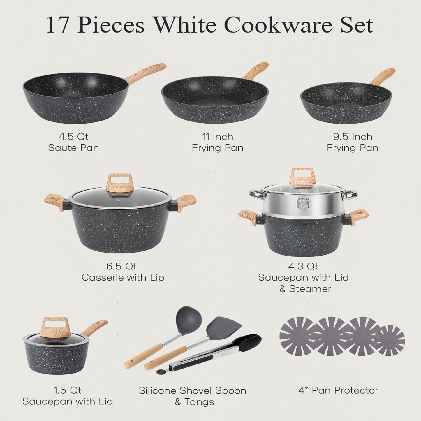 SOthtDAY 12 Pcs Nonstick Pots and Pans Cookware Sets