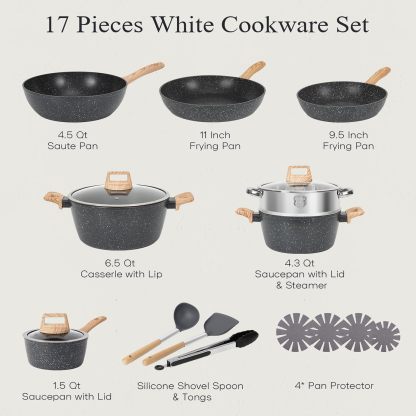 SOthtDAY 12 Pcs Nonstick Pots and Pans Cookware Sets