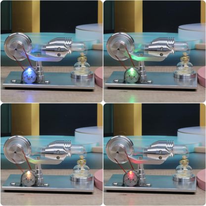 Hot Air Stirling Engine Motor Model Educational Toy Electricity Generator Colorful LED (SC001)