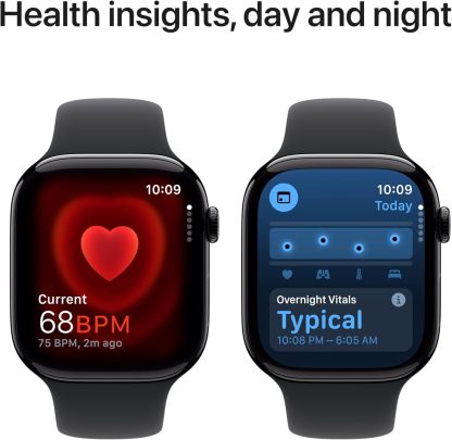 Apple Watch Series 10 [GPS 42mm case] Smartwatch with Silver Aluminium Case with Denim Sport Band - S/M. Fitness Tracker, ECG App, Always-On Retina Display, Water Resistant