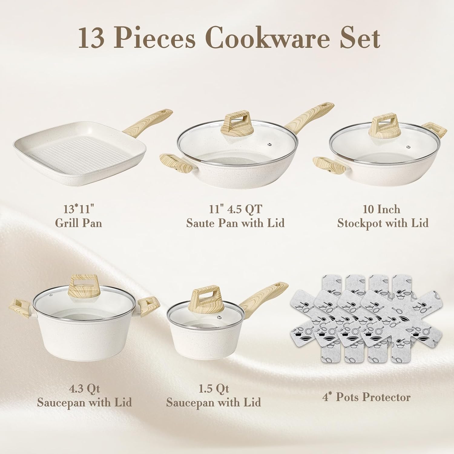 SOthtDAY 12 Pcs Nonstick Pots and Pans Cookware Sets