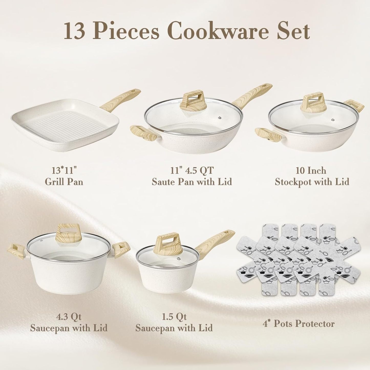 SOthtDAY 12 Pcs Nonstick Pots and Pans Cookware Sets