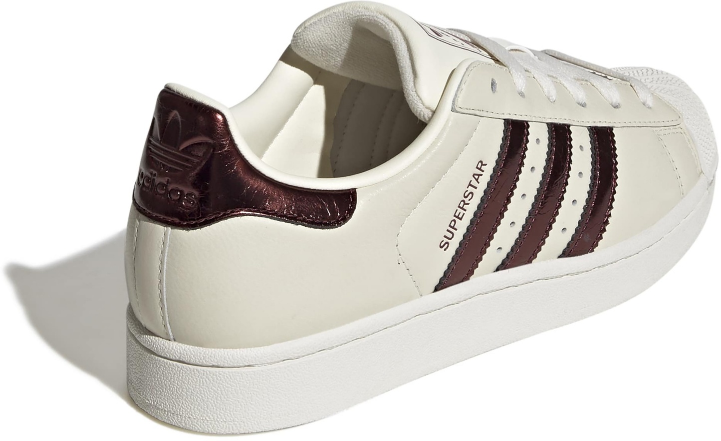 adidas Women's Superstar II Shoes - Off White/Maroon/Gold Met - View 5