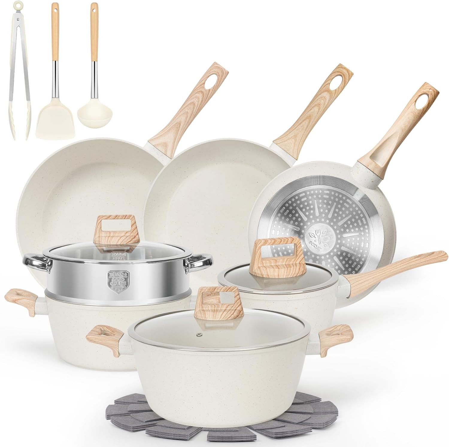 SOthtDAY 12 Pcs Nonstick Pots and Pans Cookware Sets