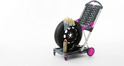 CLAX® The Original | Made in Germany | Multi use Functional Collapsible Carts | Mobile Folding Trolley | Shopping Cart with Storage Crate (Pink)