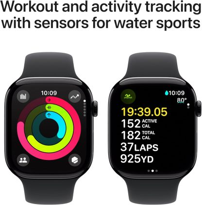 Apple Watch Series 10 [GPS 42mm case] Smartwatch with Silver Aluminium Case with Denim Sport Band - S/M. Fitness Tracker, ECG App, Always-On Retina Display, Water Resistant